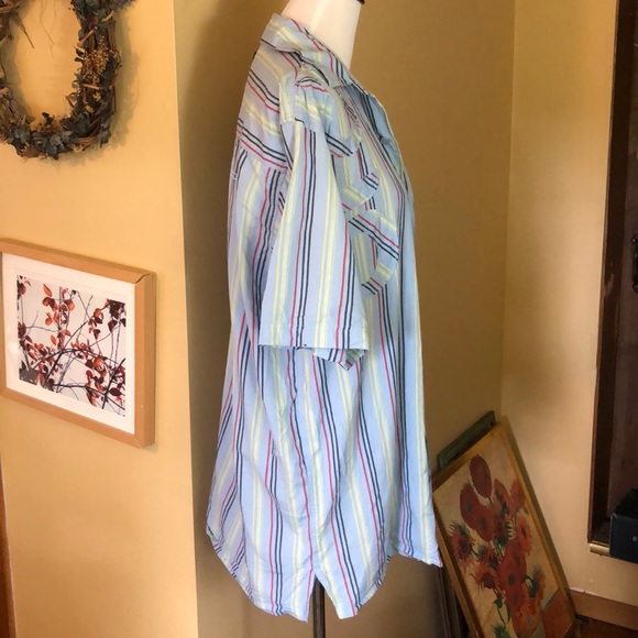 FUBU Size Large Button-Front Embroidered Logo on Back Striped Summer Spring - Picture 4 of 13